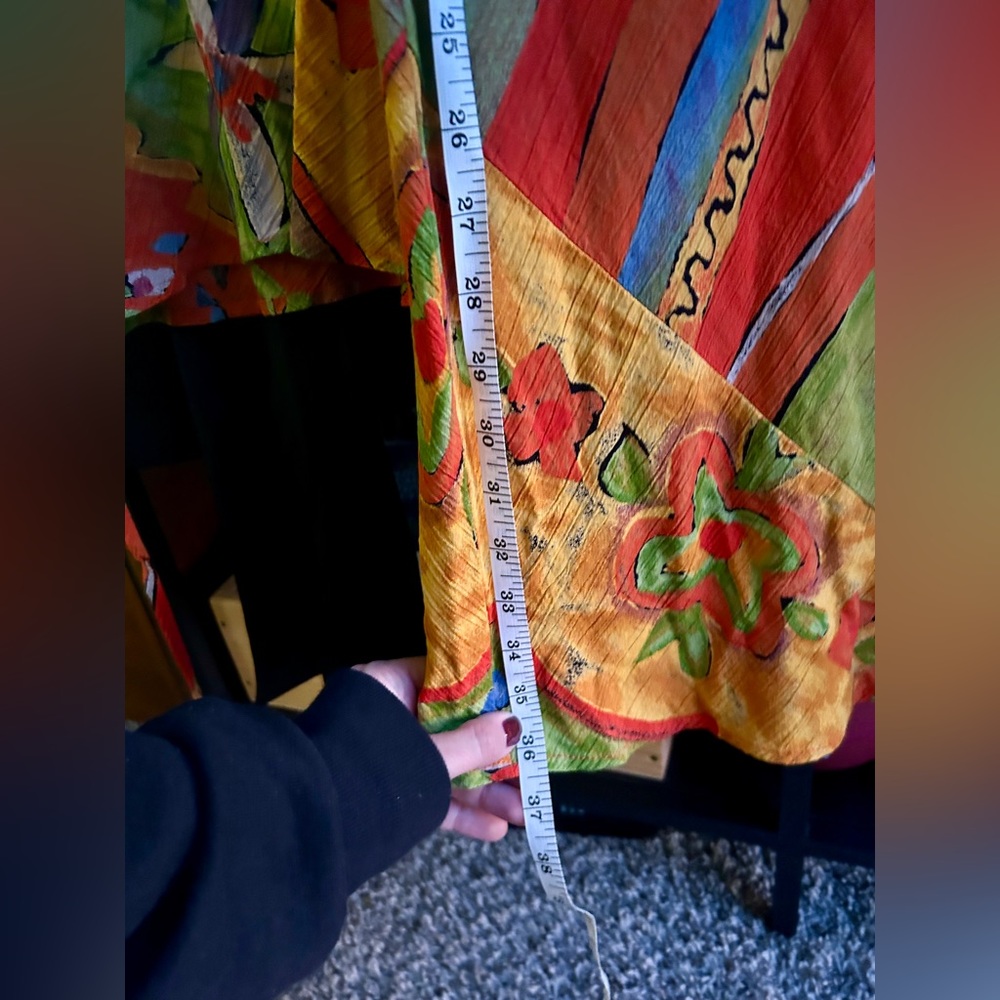 Carole Little Vintage 1990s Red Yellow and Green Maxi Skirt Set Size 4 - Picture 11 of 14